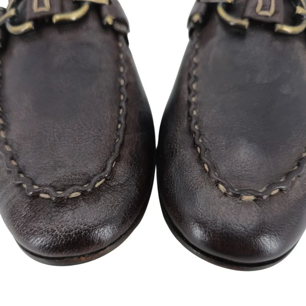 Donald J. Pliner Signature Bit Loafers Mens 9.5 Brown Pebble Leather Dress Shoes - Picture 8 of 11